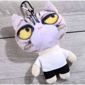 NEW MAD STYLE women's machine gun kitty jumbo stuffed 3d key fob keyring in anim